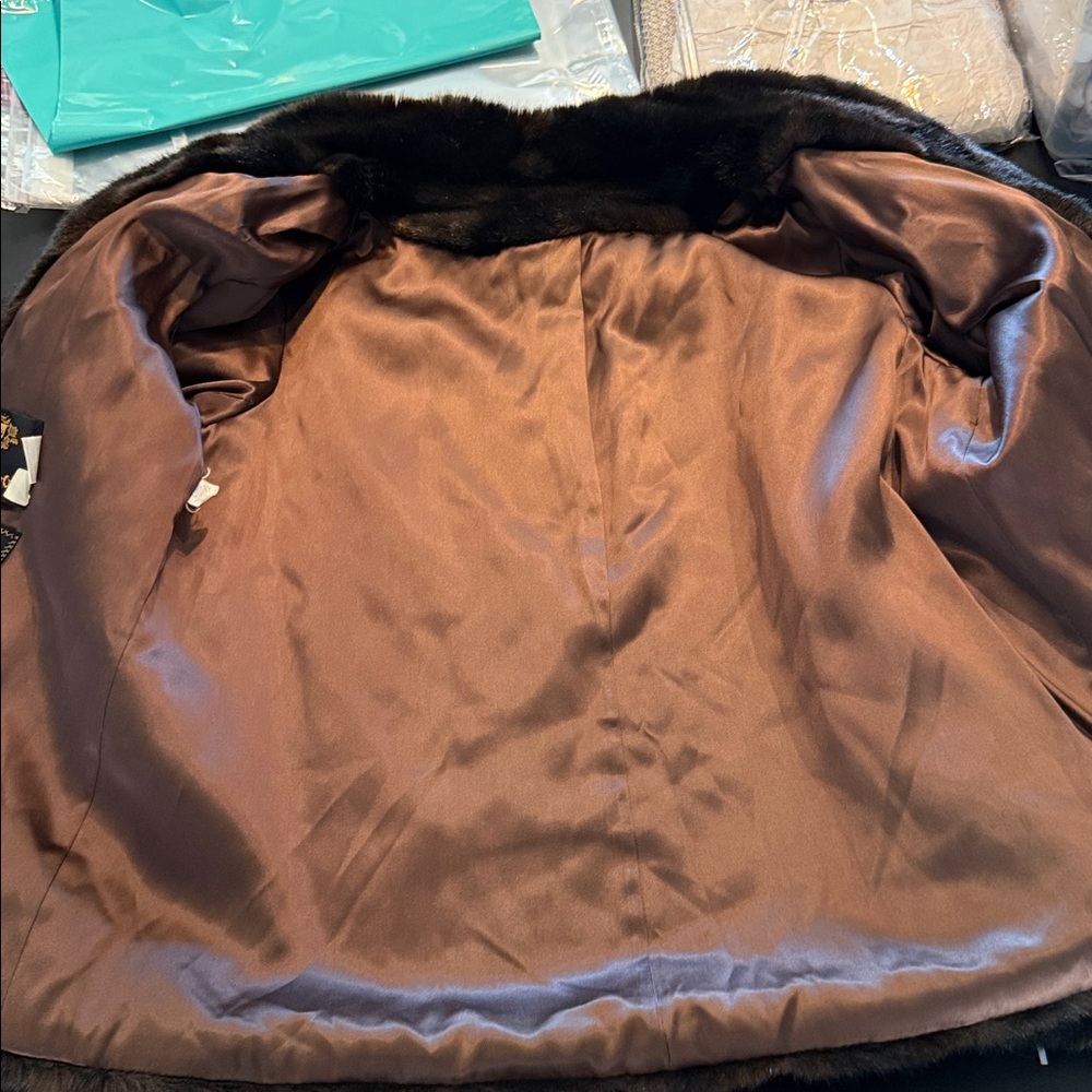 HILLMOOR NEW YORK TISSAVEL BANGER VINTAGE Black/Brown Faux Fur Coat. - Picture 8 of 10